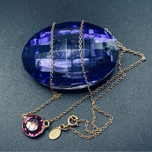 AVON Faux Amethyst Rhinestone Gold Tone Necklace Vintage 16"